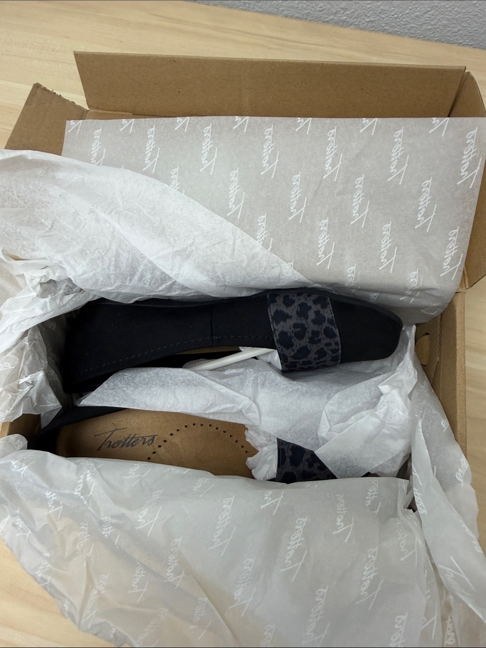 Trotters Black Slip-On Loafer with Leopard Accent